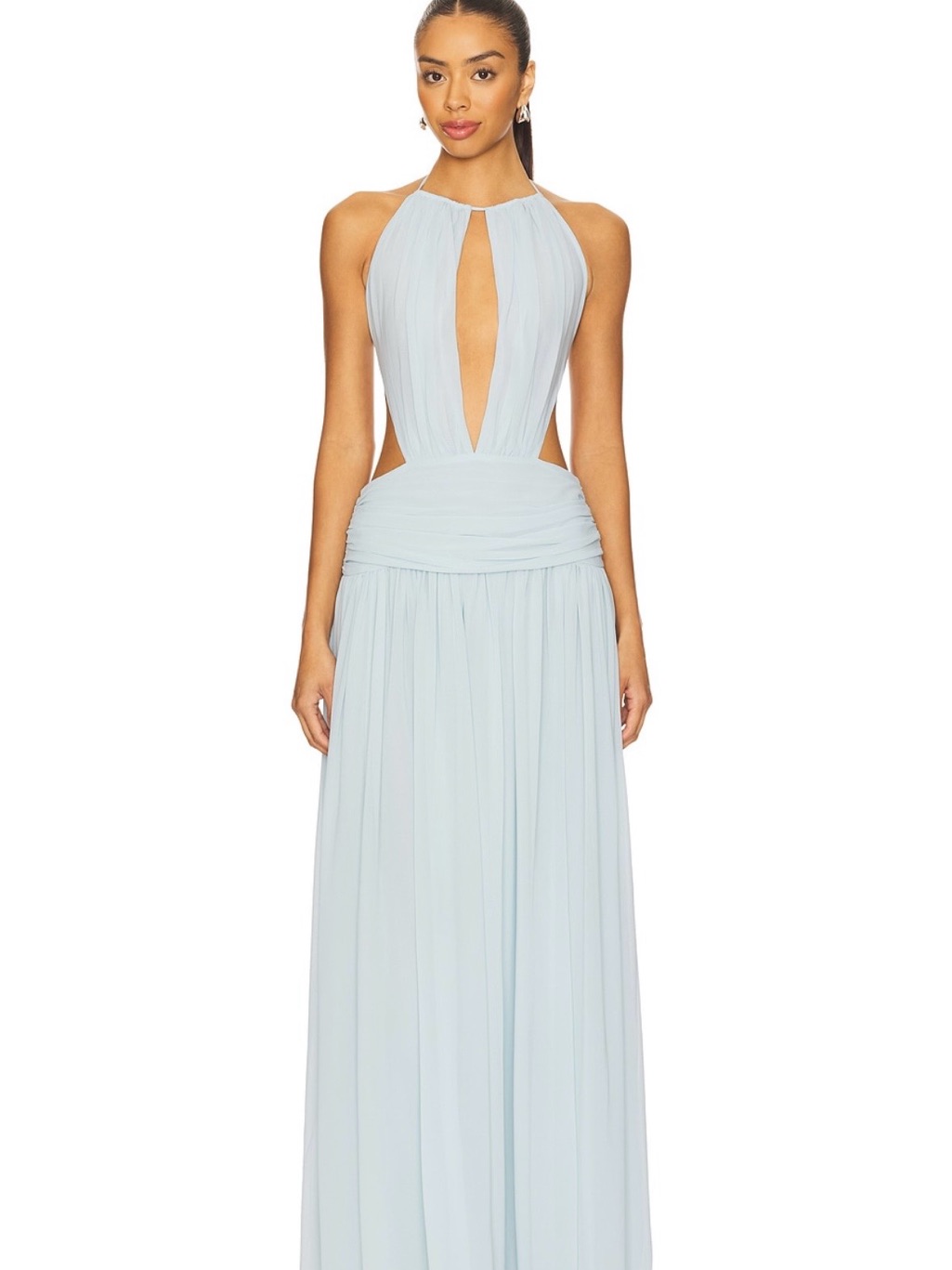 Nbd Pale Blue Halter Cutout Maxi Dress